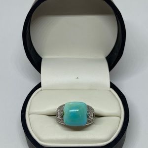 10kt White Gold Colored Stone Ring w/ Diamonds